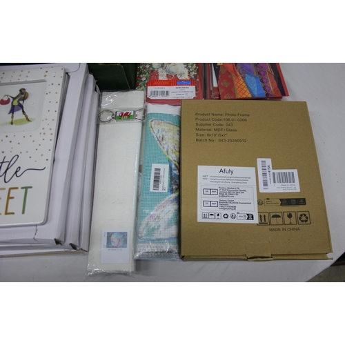 47 - BOX OF MISCELLANEOUS INCLUDING ARTS, CRAFTS, PHOTO FRAMES, ETC