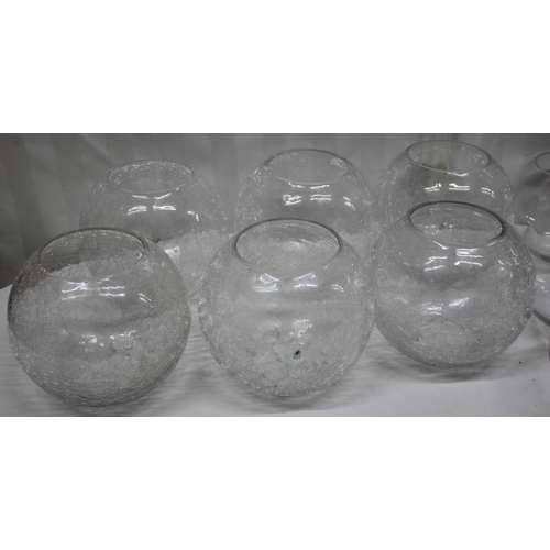 51 - 6 CRACKLE EFFECT GLASS BOWLS AND 5 GLASS BOWLS