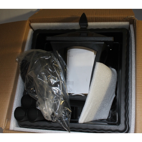 7 - NEW STUDIO LAMP POST, 2 NEW METAL PLANT HANGERS/BIRD FEEDER HANGERS AND SET OF STAR CURTAIN LIGHTS