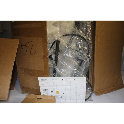 7 - NEW STUDIO LAMP POST, 2 NEW METAL PLANT HANGERS/BIRD FEEDER HANGERS AND SET OF STAR CURTAIN LIGHTS