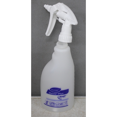 16 - BOX OF DIVERSEY OXIVIR PLUS EMPTY 500ml SPRAY BOTTLES, 12 x 750ml KITCHEN CLEANER DEGREASER, 2 x 5L ... 