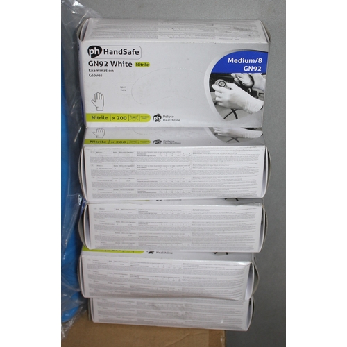 17 - 12 x 9ol WALL HUGGER RECYCLE LIDS, 5x200 NITRILE GLOVES, BLUE PLASTIC BIN, VACUUM BAGS, SCOURERS