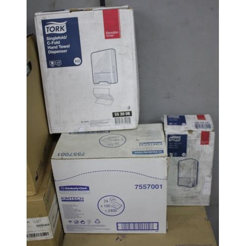 23 - 2 BOXES (6 x 150 PER BOX) TORK GREEN HAND TOWEL ROLL, 24 x 100 KIMBERLEY-CLARK PROFESSIONAL DELICATE... 