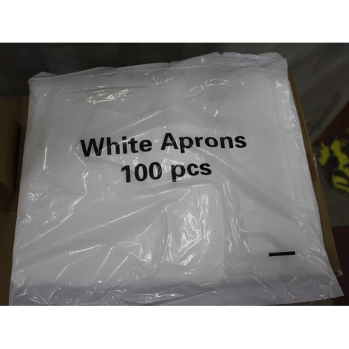 30 - 25 BOXES (10 PACKS OF 100 PER BOX) WHITE FLAT PACK APRONS WITH OPTION OF LOTS 31 - 33
