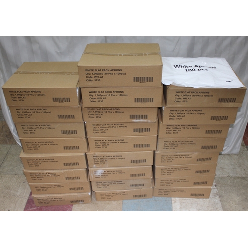 33 - 25 BOXES (10 PACKS OF 100 PER BOX) WHITE FLAT PACK APRONS
