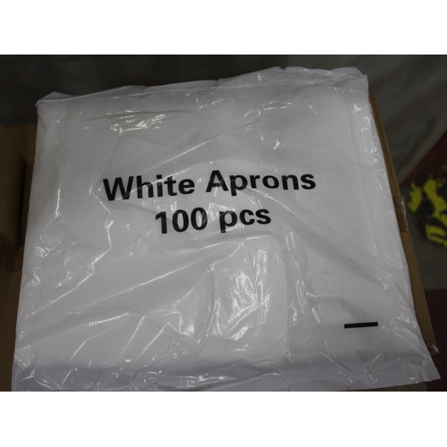 33 - 25 BOXES (10 PACKS OF 100 PER BOX) WHITE FLAT PACK APRONS
