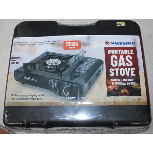 42 - PORTABLE GAS STOVE, CAMELBACK RUCKSACK, 2 FOLDING STOOLS AND HYDROGEN WATER BOTTLE