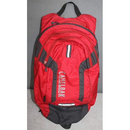 42 - PORTABLE GAS STOVE, CAMELBACK RUCKSACK, 2 FOLDING STOOLS AND HYDROGEN WATER BOTTLE