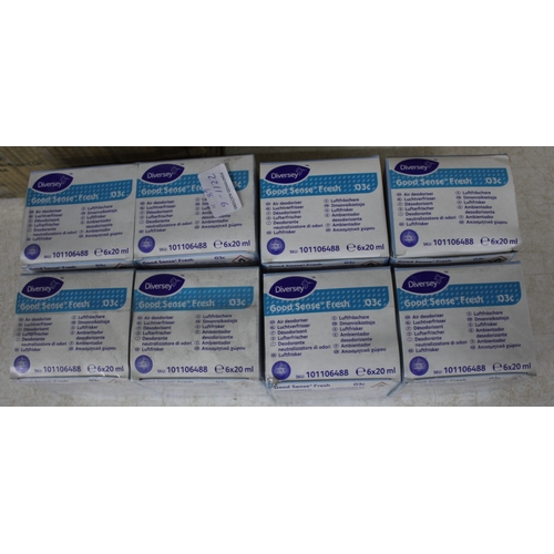 46 - BOX OF LAUNDRY BAGS, 3 BOXES OF GILCHRIST AND SOAMES SHAMPOO / SHOWER GEL AND 8 BOXES OF DIVERSEY AI... 