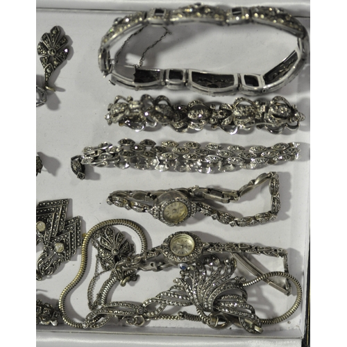 BOX OF MARQUESITE JEWELLERY