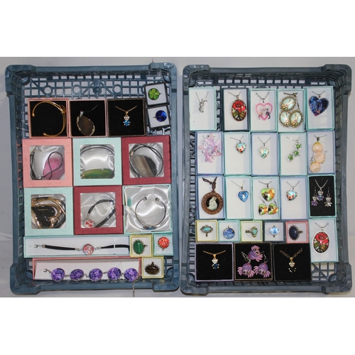 62 - 2 TRAYS OF COSTUME JEWELLERY