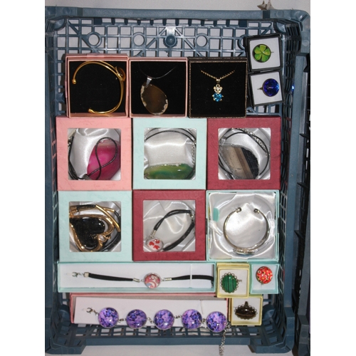 62 - 2 TRAYS OF COSTUME JEWELLERY