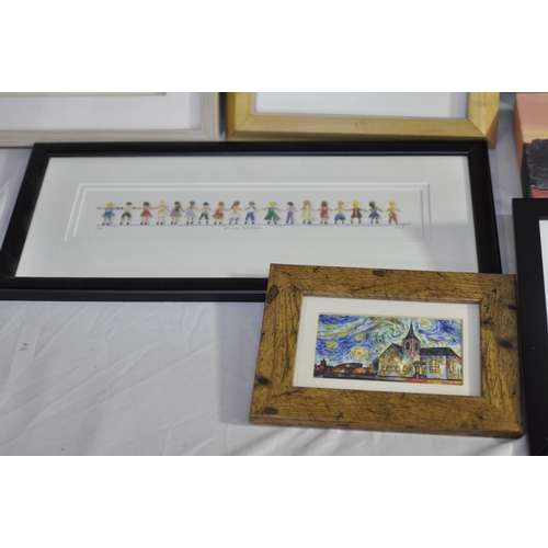 65 - FRAMED MIRROR AND QUANTITY OF PICTURES