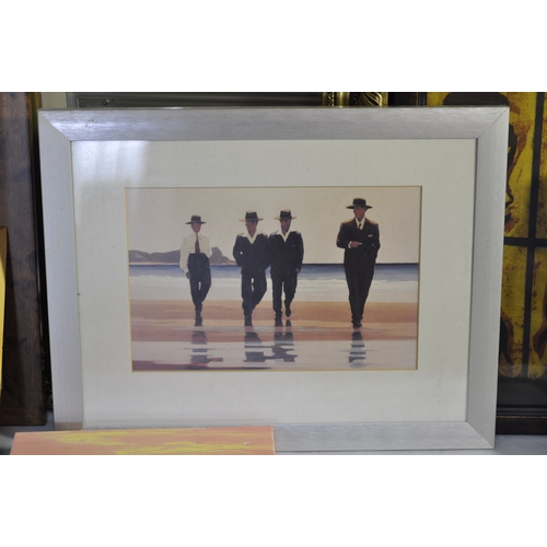 65 - FRAMED MIRROR AND QUANTITY OF PICTURES