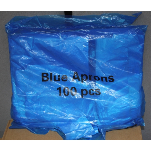67 - 36 BOXES (10 PACKS OF 100 PER BOX) BLUE FLAT PACK APRONS