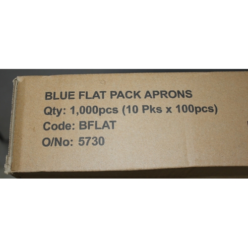 67 - 36 BOXES (10 PACKS OF 100 PER BOX) BLUE FLAT PACK APRONS