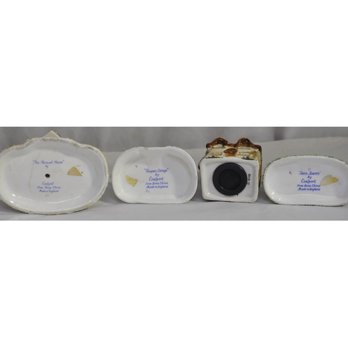71 - 5 COALPORT COTTAGES (1 DAMAGED) AND 2 MONEY BOXES