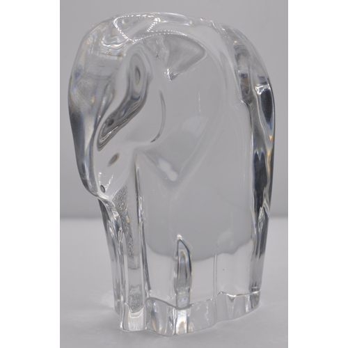 76 - ORREFORS CRYSTAL ELEPHANT FIGURINE, SWAROVSKI TEDDYBEAR AND CRYSTAL PAPERWEIGHT