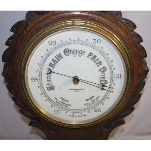 80 - DOLLOND AND AITCHISON, LONDON, BAROMETER - MISSING THERMOMETER GLASS COVER