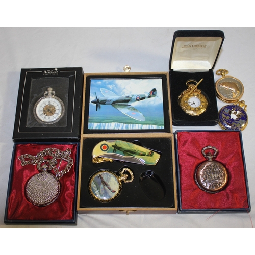 89 - VARIOUS POCKET WATCHES, PEN KNIFE AND WATCH SET