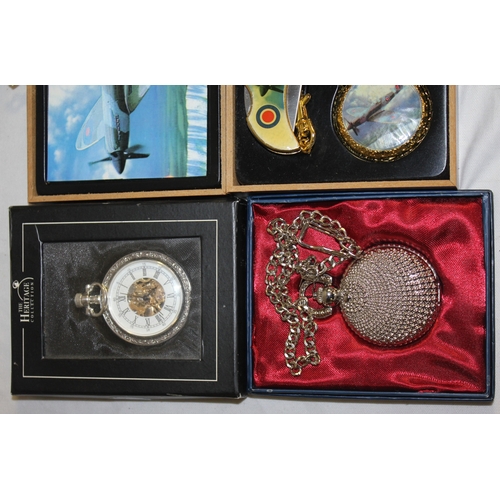 89 - VARIOUS POCKET WATCHES, PEN KNIFE AND WATCH SET
