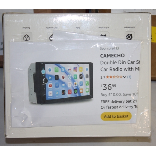 112 - VANITY MIRROR, CAR RADIO AND AMAZON BASICS RAISED DOG BED