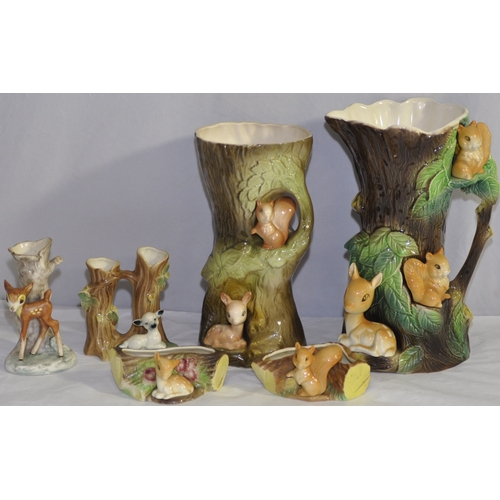 120 - HORNSEY JUG AND WITHERNSEA FAUNA VASE AND VARIOUS FAUNA PIECES