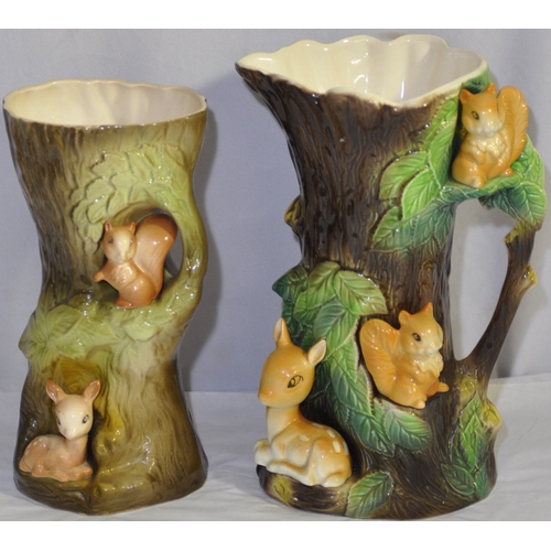 120 - HORNSEY JUG AND WITHERNSEA FAUNA VASE AND VARIOUS FAUNA PIECES