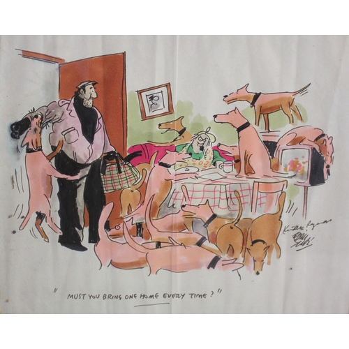 184 - 4 CARTOONS - 2 FRAMED AND 2 UNFRAMED