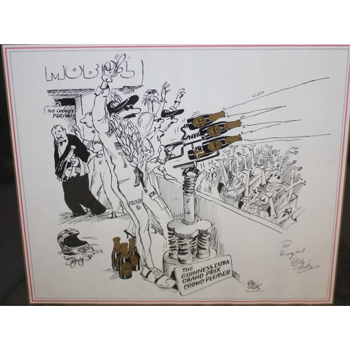 184 - 4 CARTOONS - 2 FRAMED AND 2 UNFRAMED