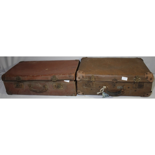 203 - 2 LEATHER SUITCASES, MODEL SHIP AND VIOLIN WITH CASE