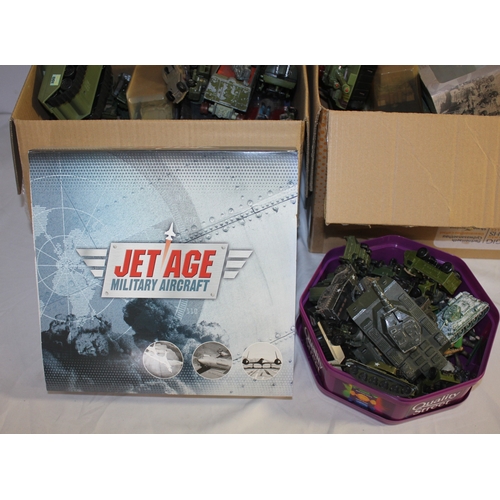 214 - 2 BOXES OF SCALE MODEL MILITARY VEHICLES INCLUDING DIE CAST