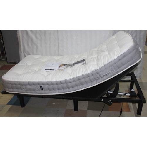 221 - ELECTRIC ADJUSTABLE SINGLE BED WITH FEATHER AND BLACK MATTRESS