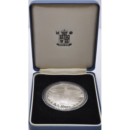 255 - ROYAL MINT SILVER PROOF 50TH ANNIVERSARY OF THE BATTLE OF BRITAIN MEDALLION AND ROYAL MINT REACH FOR... 