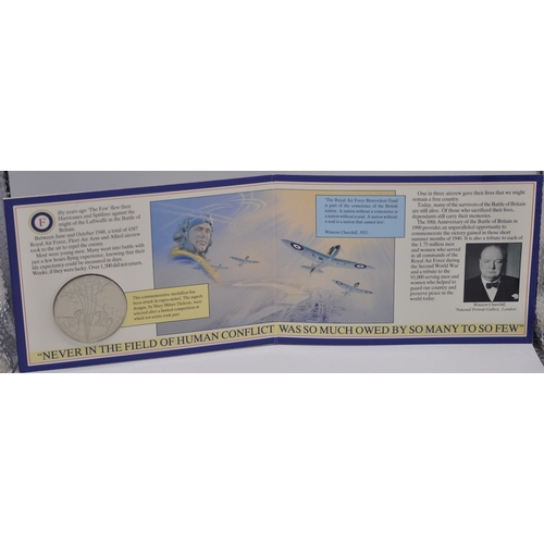 255 - ROYAL MINT SILVER PROOF 50TH ANNIVERSARY OF THE BATTLE OF BRITAIN MEDALLION AND ROYAL MINT REACH FOR... 