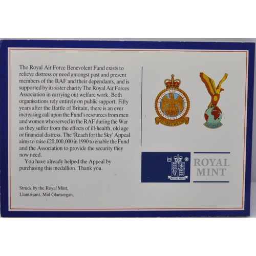 255 - ROYAL MINT SILVER PROOF 50TH ANNIVERSARY OF THE BATTLE OF BRITAIN MEDALLION AND ROYAL MINT REACH FOR... 