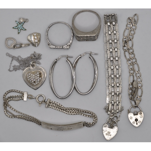259 - BOX OF SILVER JEWELLERY