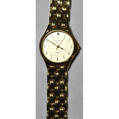263 - 2 MARCEL DRUCKER WATCHES IN PRESENTATION BOX PLUS QUARTZ MOON DIAL WRISTWATCH