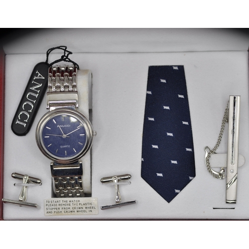 278 - ANUCCI WATCH TIE PIN AND CUFFLINK SET