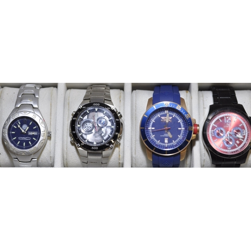 295 - 4 WATCHES IN DISPLAY CASE