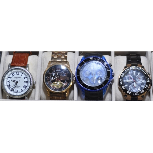 298 - 4 WATCHES IN DISPLAY CASE