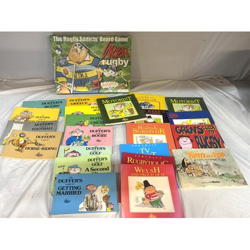 194 - BOX OF GREN BOOKS AND RUGBY ADDICTS BOARD GAME