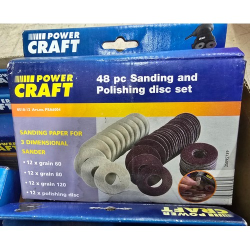 95 - 2 BOXES OF PLUMBING ITEMS, BOX OF ELECTRICAL ITEMS AND 10 BOXES OF SANDING DISCS