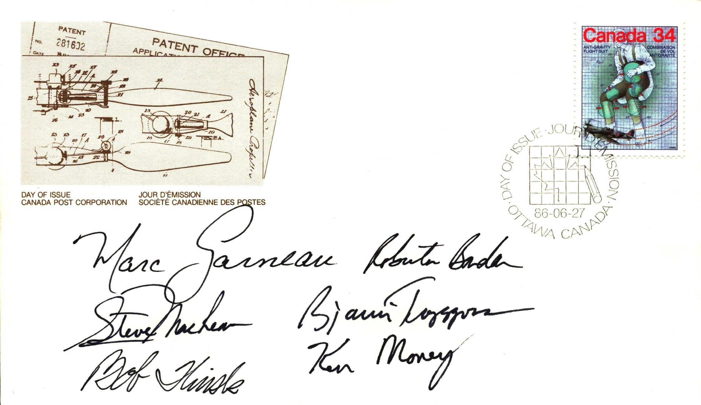 Rare Canadian Astronauts multiple signed 1986 Space FDC 1983 NRC Group ...