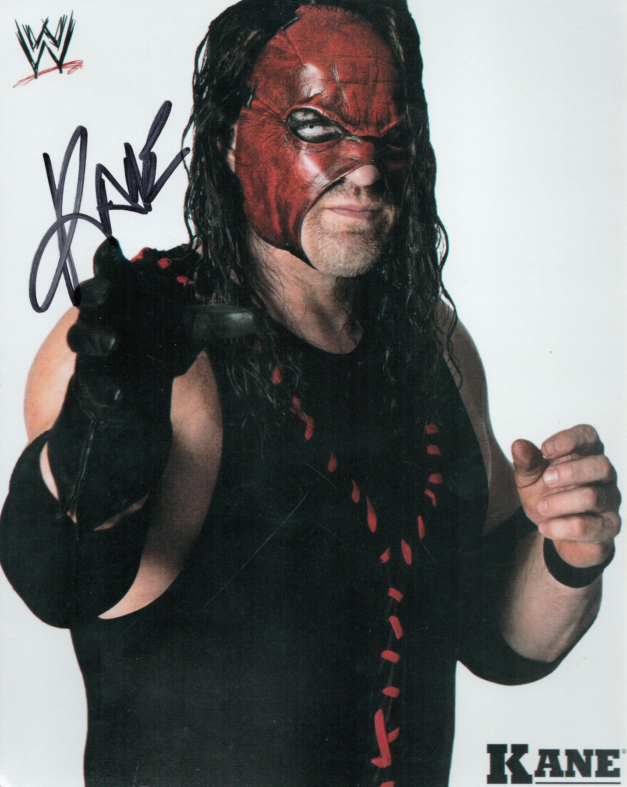 WWE Kane signed 10x8inch colour promo photo.