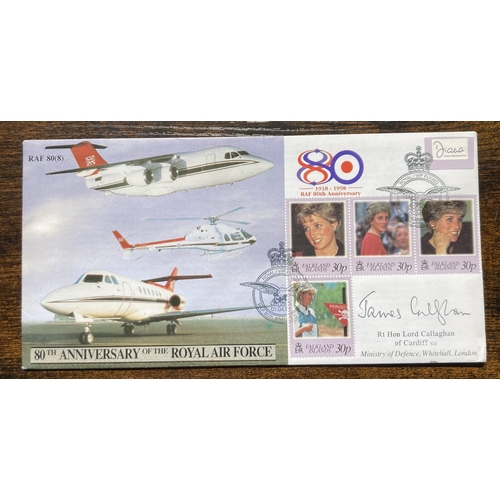 375 - Prime Minister James Callaghan signed 80th ann RAF flown cover only 250 issued. Leonard James Callag... 