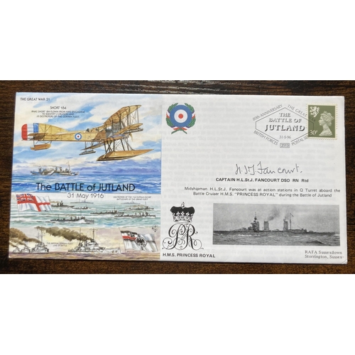 376 - Great War Battle of Jutland veteran Capt H Fancourt DSO signed WW2 cover GW21. He was on board HMS P... 