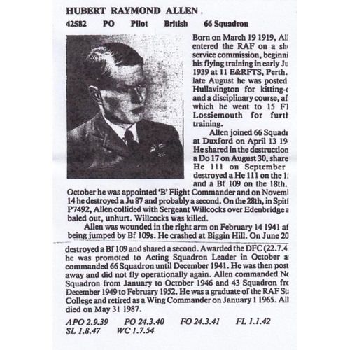 40th Anniv Battle of Britain Signed H R Allen Battle of Britain Pilot ...