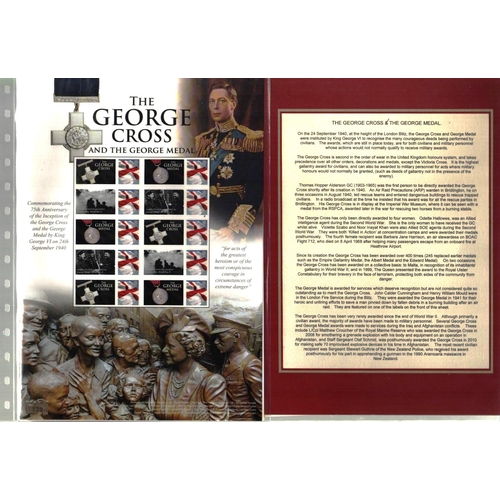 The George Cross and George Medal stamp sheet commemorating 75th ...