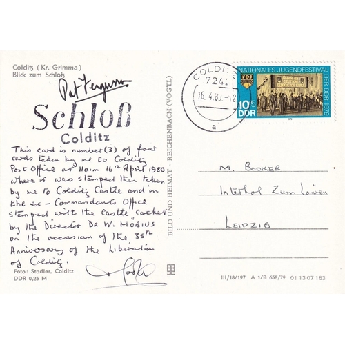 113 - Colditz Postcard Carried to Colditz Signed by J P Fergusson Colditz Prisons of War. 16 4 80 Colditz ... 